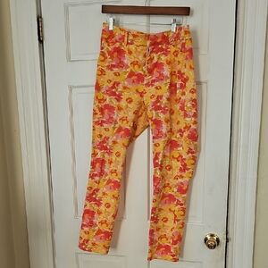 Floral Women's Pixie Skinny Fit  - Pink and Yellow.